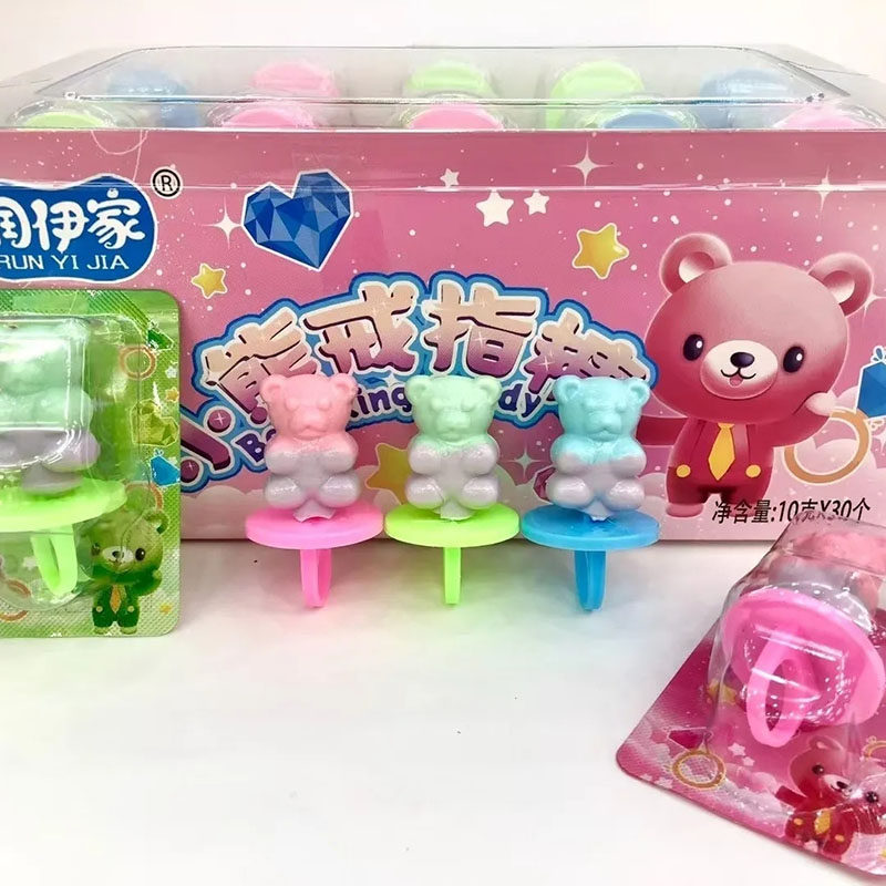小熊戒指糖混合水果味糖网红戒指糖儿童零食解馋糖果