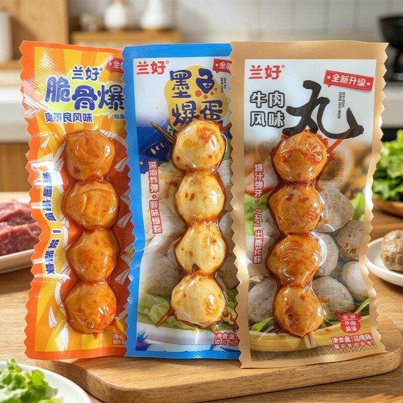 商超批发零食兰好牛肉风味墨鱼爆蛋即食脆骨丸网红脆骨丸子小包装