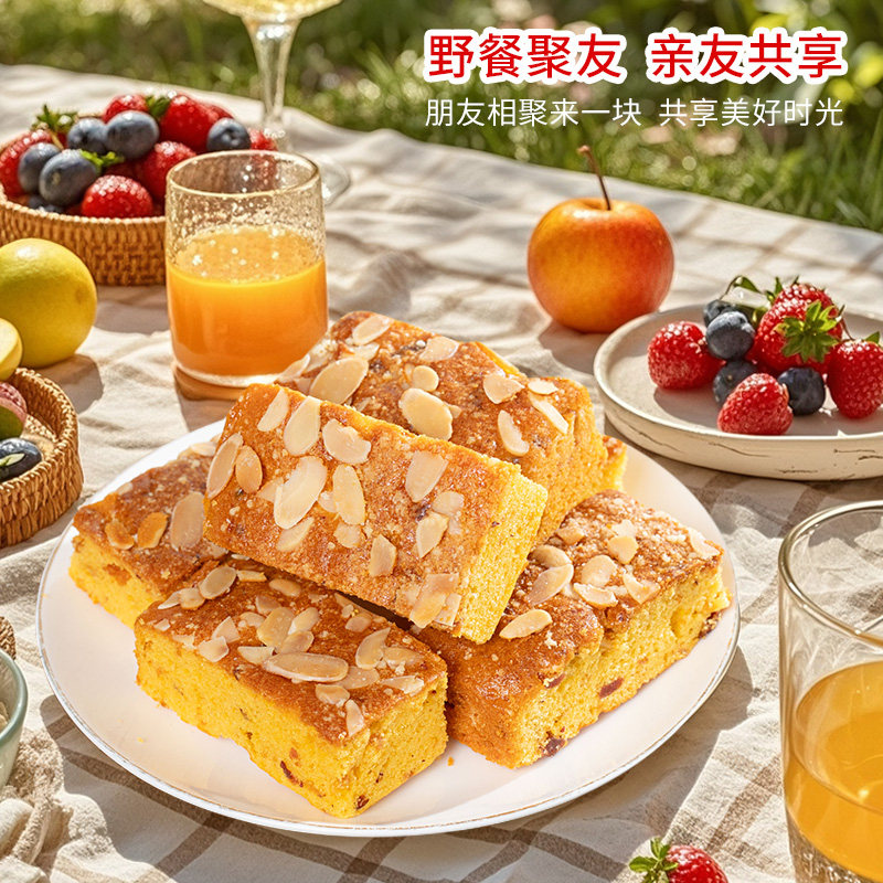 正品小米山药苹果糕红枣杏仁代餐营养饱腹休闲下午茶面包传统糕点