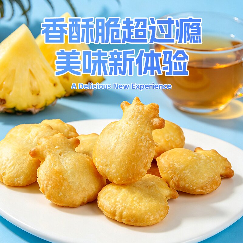 永得利菠萝酱空心饼干菠萝造型夹心饼干酥脆网红休闲宿舍解馋零食
