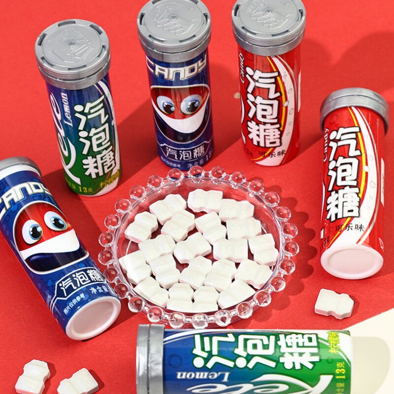 可乐味柠檬味汽泡糖儿童休闲零食校门口糖果儿时怀旧压片糖果小吃