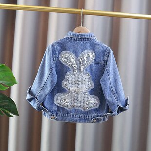 女童牛仔外套春秋款2026新款小兔子女孩宝宝春季上衣儿童春装衣服