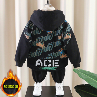 男童加绒牛仔外套秋冬季2025新款痞帅儿童装洋气男宝冬装加厚上衣