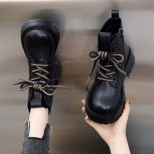 32小码33 34厚底马丁靴女款2025秋冬季单靴新款短靴英伦风棉靴子