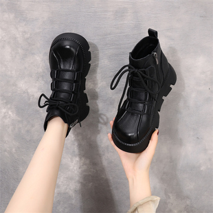 欧货厚底马丁靴女2025新款秋冬百搭显瘦单靴松糕底加绒短靴大码42