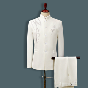 中山装男青年成人演出服套装合唱舞台表演服男歌手主持人司仪服装