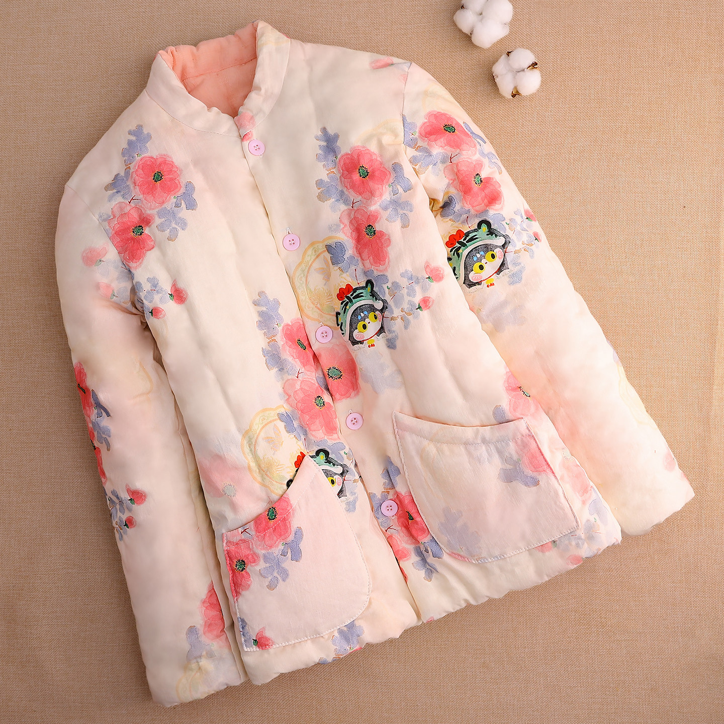 纯棉花新中式手工女士加厚棉服