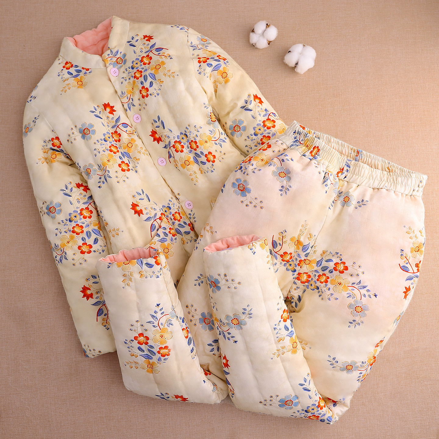 手工棉花女士棉衣套装成人加厚棉袄棉裤妈妈装棉服冬季保暖内胆