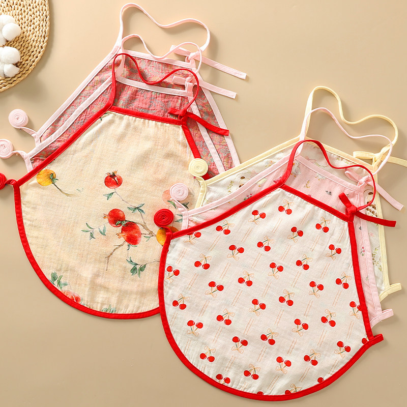 纯棉女士夏季双层纱布肚兜 成人护胃睡觉防着凉大人护胃内衣护肚