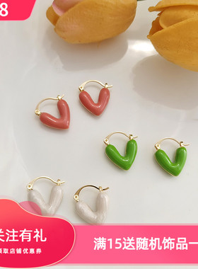 迪8法式复古高级感滴油爱心造型耳扣轻奢糖果色网红同款耳饰H6740