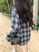 alex 复古宽松衬衣上衣外套 女春秋季 stevens幂式 穿搭格子防晒衬衫