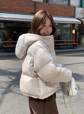 alex stevens肯豆风90白鸭绒短款羽绒服女冬季加厚连帽面包服外套