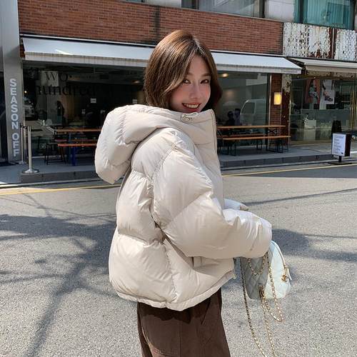 肯豆90白鸭绒短款羽绒服女小个子