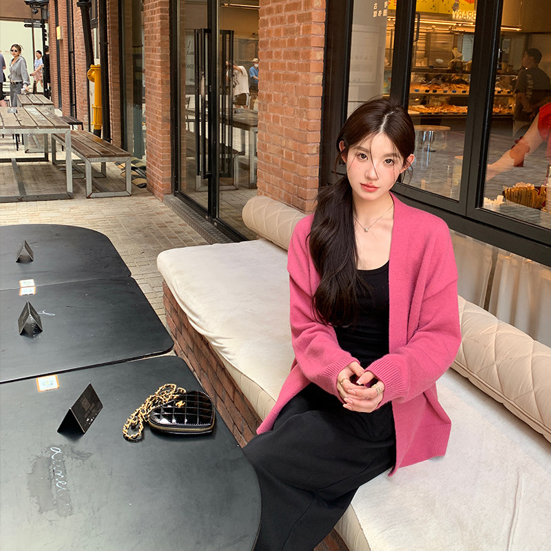 alex stevens慵懒风针织开衫毛衣外套女春秋温柔软糯外搭上衣短款