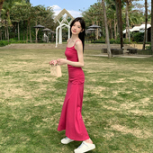卡戴珊吊带连衣裙女度假修身 alex stevens 长裙收腰气质裙子春夏