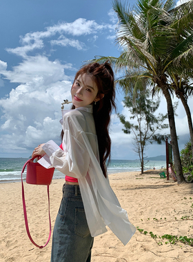 alex stevens天丝薄款防晒宽松衬衫女春夏季白色长袖休闲衬衣上衣