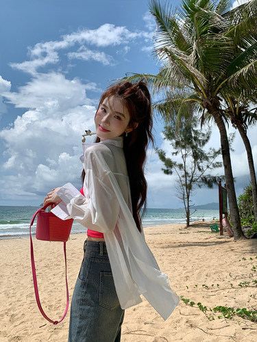 天丝薄款防晒衬衫女宽松外套衬衣