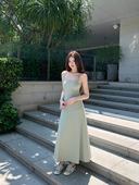 alex 裙子新款 stevens薄荷曼波绿色吊带连衣裙女夏季 性感度假长款