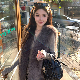 保暖短款 alex 高级感无袖 新款 外套 stevnes毛毛拼接马甲坎肩女冬季