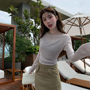 t恤女內搭罩衫 alex stevens松弛氧氣感 微透長袖 上衣 防曬打底衫