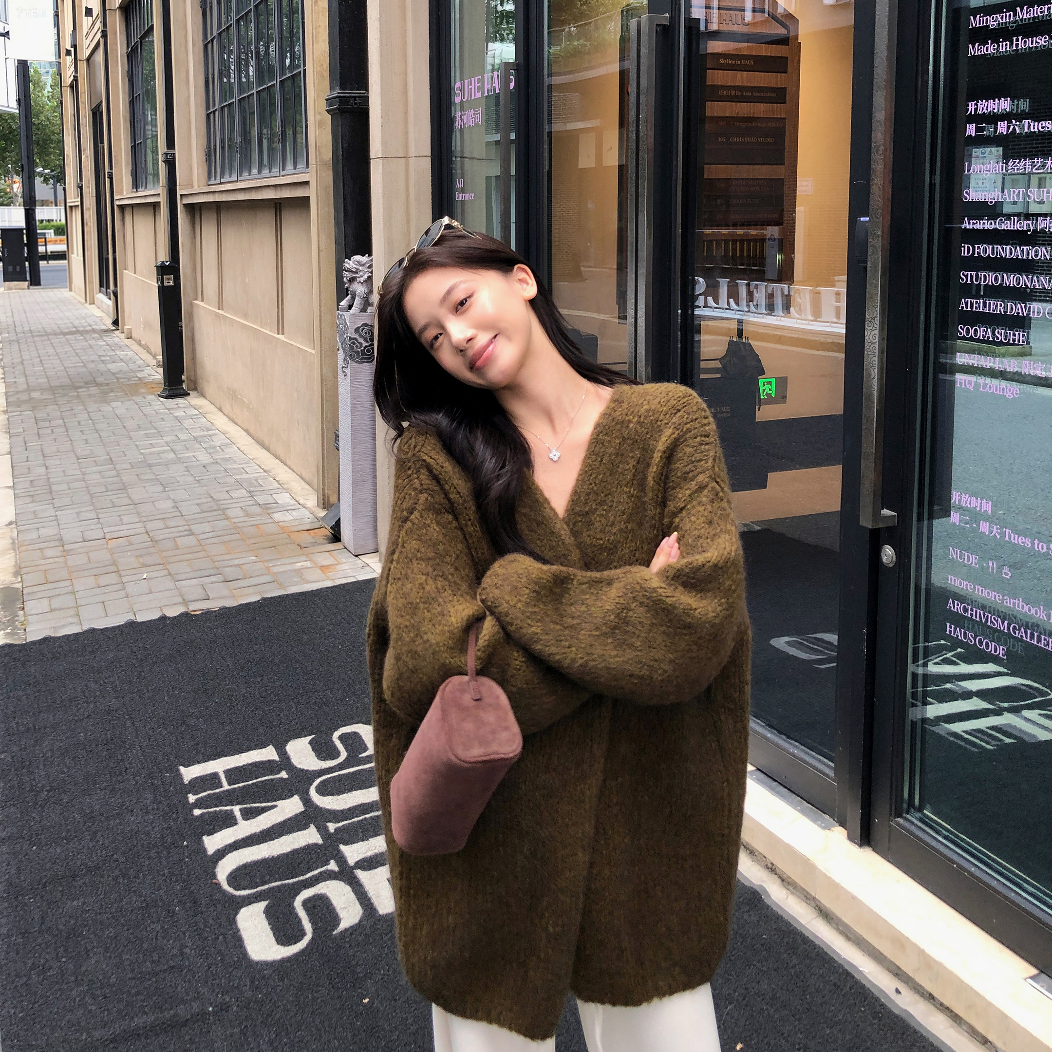 慵懒风针织开衫女宽松毛衣秋冬