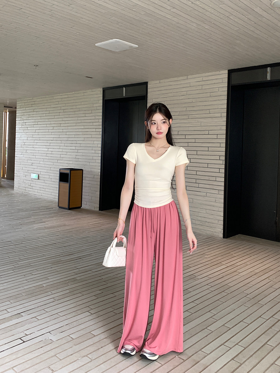 alex stevens冰感高腰垂感直筒休闲阔腿裤宽松凉凉裤女夏季山本裤