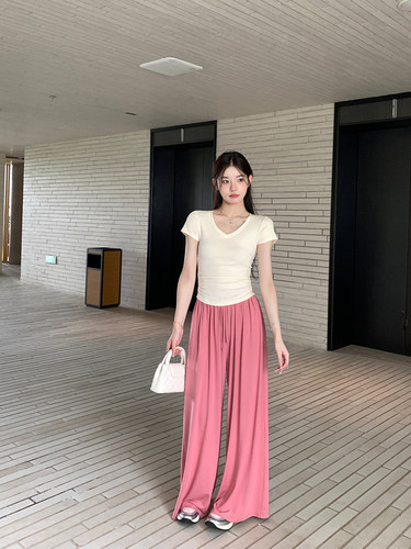 alex stevens冰感高腰垂感直筒休闲阔腿裤宽松凉凉裤女夏季山本裤