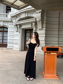 修身 alex stevens卡戴珊吊带连衣裙长裙女春夏季 显瘦性感黑色裙子