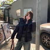 alex stevens超好看黑色短款 羽绒服女冬连帽加厚白鸭绒面包服外套