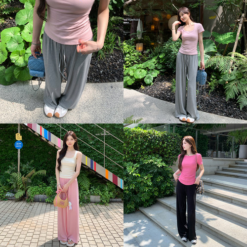 alex steven微喇叭裤薄款山本裤女夏季高腰显瘦防晒裤垂感休闲裤