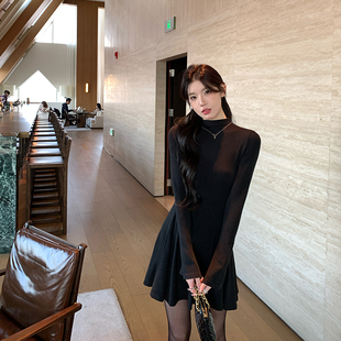 修身 连衣裙女春秋季 短裙百褶裙子 stevens新年战袍半高领长袖 alex