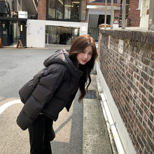 alex stevens肯豆风90白鸭绒短款连帽羽绒服女冬季加厚面包服外套