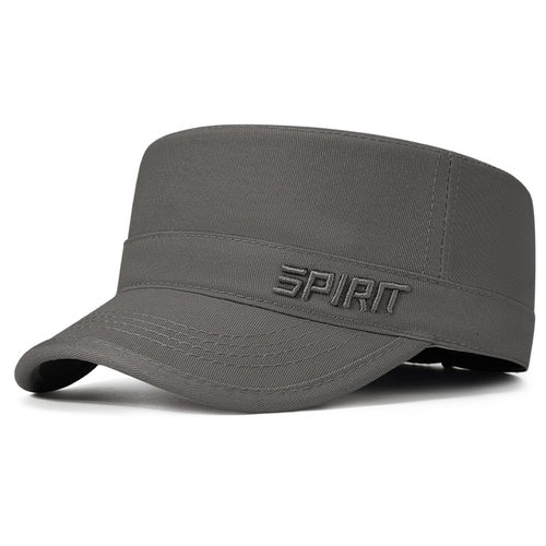 平顶帽男士后封口春秋新款潮流百搭休闲短檐中老年双层纯棉鸭舌帽