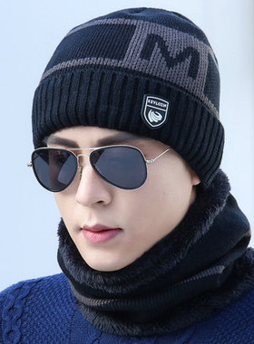 男士帽子冬季青年保暖加厚针织毛线帽韩版潮加绒秋冬棉帽防寒套头