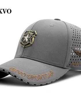 GKVO男士帽子时尚遮阳帅帽圆顶帽网口网眼透气女遮阳五角星棒球帽