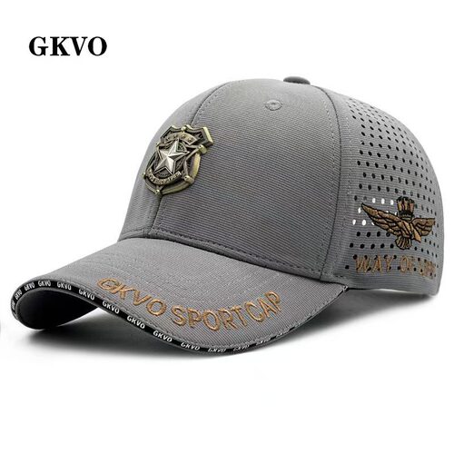 GKVO男士帽子时尚遮阳帅帽圆顶帽网口网眼透气女遮阳五角星棒球帽