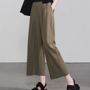 休闲宽松百搭阔腿裤女夏季薄款小个子休闲显瘦慵懒风松紧腰九分裤