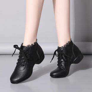 秋冬加绒低帮舞蹈鞋女软底成人外穿广场舞鞋室外跳舞鞋水兵舞靴子