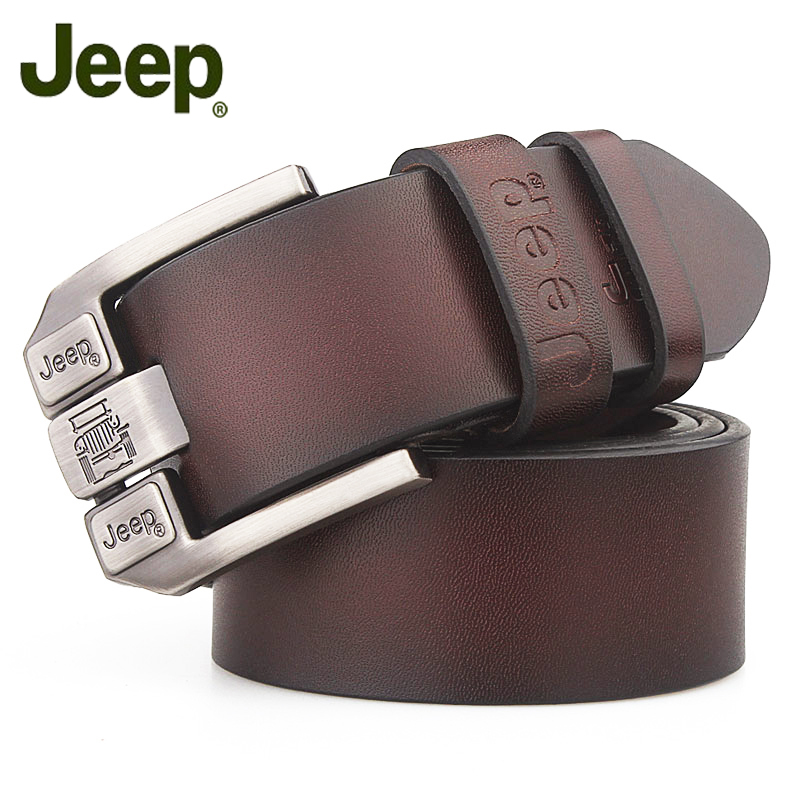 jeep加长胖大码男士真皮纯牛皮针扣休闲青中年宽腰带整张切割皮带