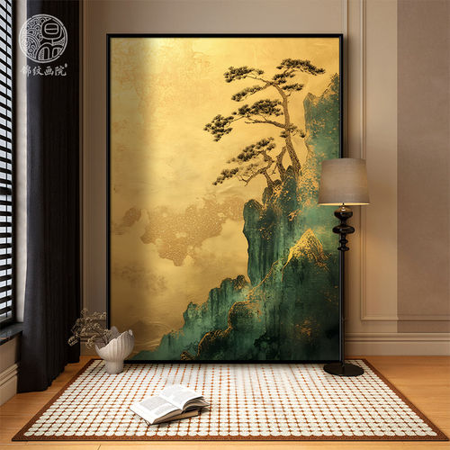 《迎客松》中古风松树客厅大气轻奢高级感装饰画古典艺术玄关挂画