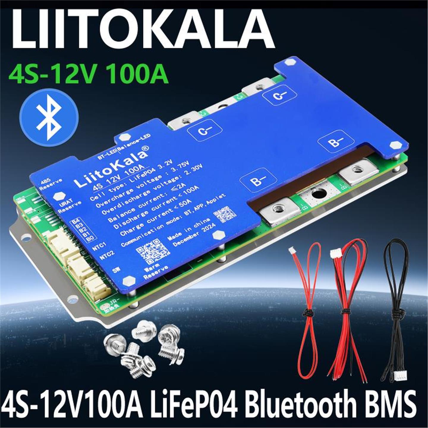 LiitoKala 4S-12V100A(LiFePO4) 蓝牙通信 储能锂电池保护板 铁锂