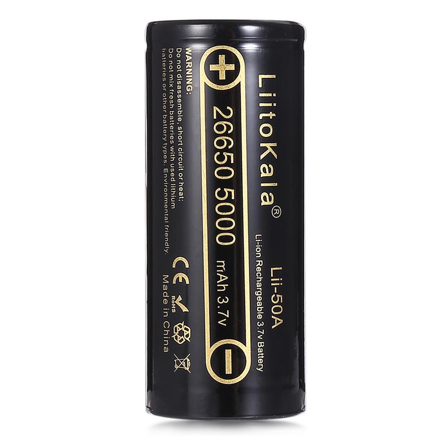 LiitoKala  lii-50A 3.7V 26650 5000mah 动力 锂电池 可20A放电