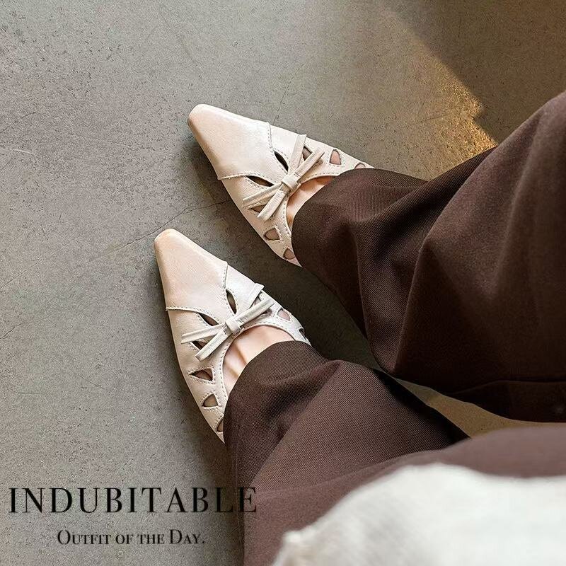 鹿子野女鞋平底单鞋女春季新款女鞋配裙子编织镂空时装凉鞋女外穿