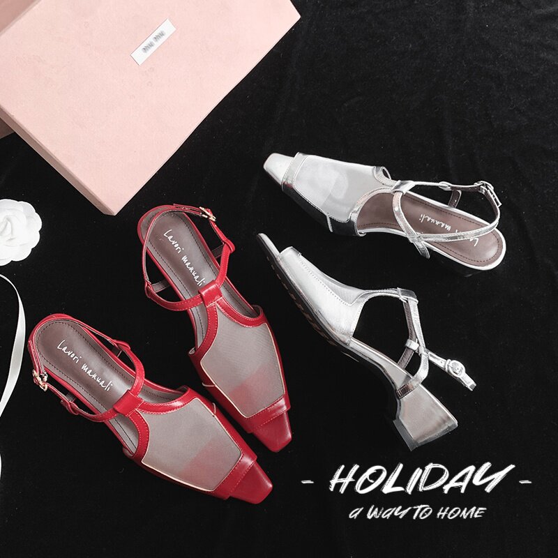 鹿子野露趾凉鞋女2026新款外穿绝美尖头粗跟高跟鞋气质高级不累脚