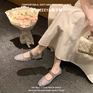 LUZEEY鹿子野X朦胧芭蕾~圆头蕾丝网纱蝴蝶结内增高玛丽珍单鞋女