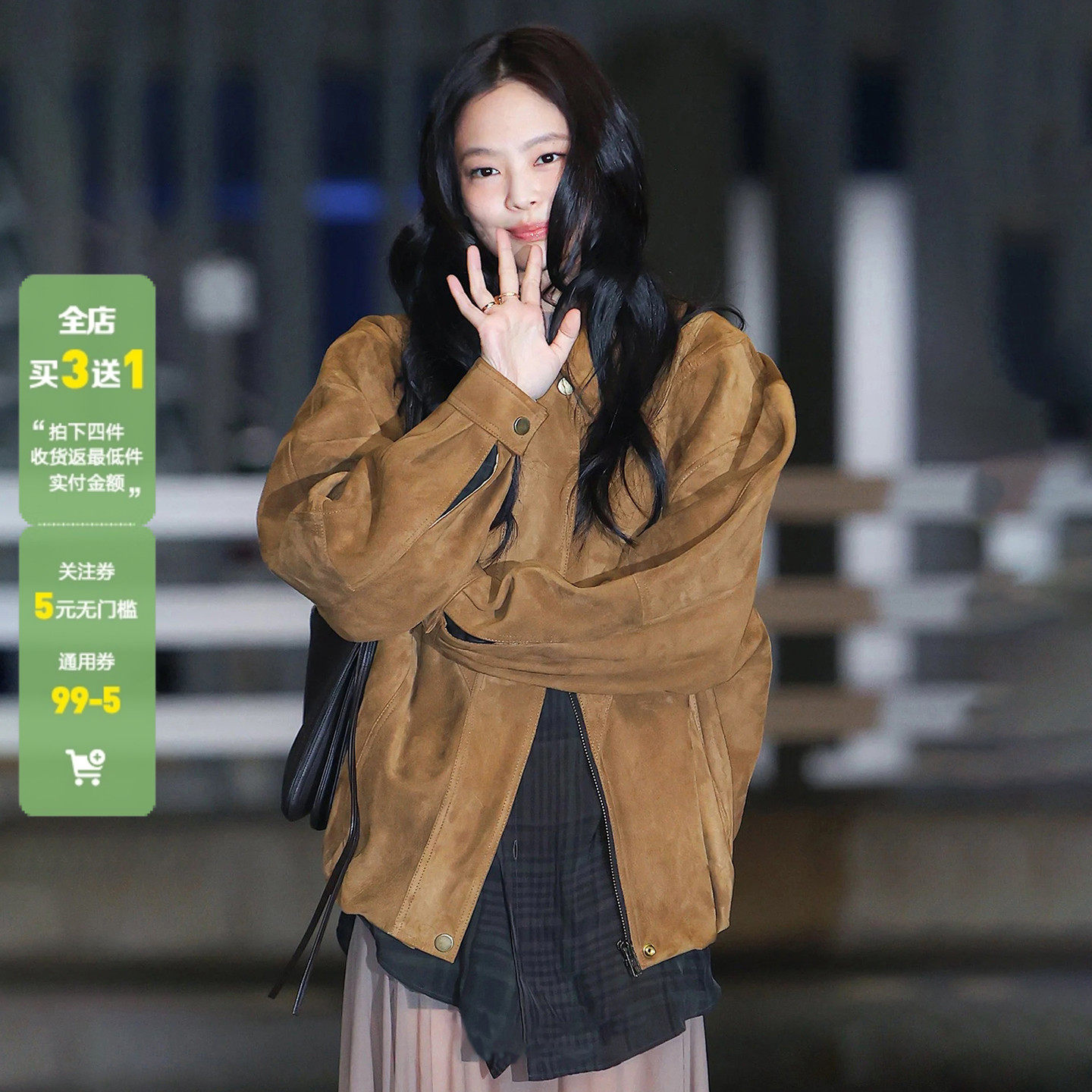 WEEKEEP Jennie同款复古棕色麂皮绒翻领长袖外套休闲百搭宽松夹克