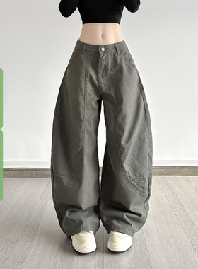 WEEKEEP 美式街头军绿色弯刀显瘦牛仔裤女基础百搭宽松低腰长裤潮