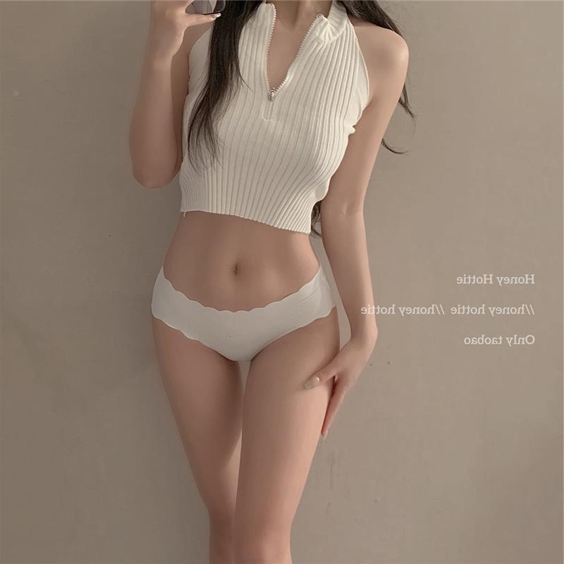 夏季款冰丝无痕纯色低腰内裤