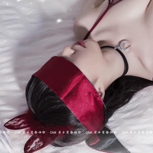 魅惑红*蒙眼丝带眼罩手环女性感禁欲系拍照利器丝绸缎面真丝眼罩