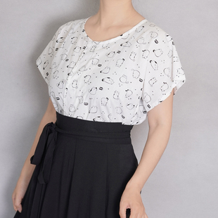 猫咪 日常夏季 唐背子 印花纯棉 唐制圆领半臂短衫 漫春雪汉服